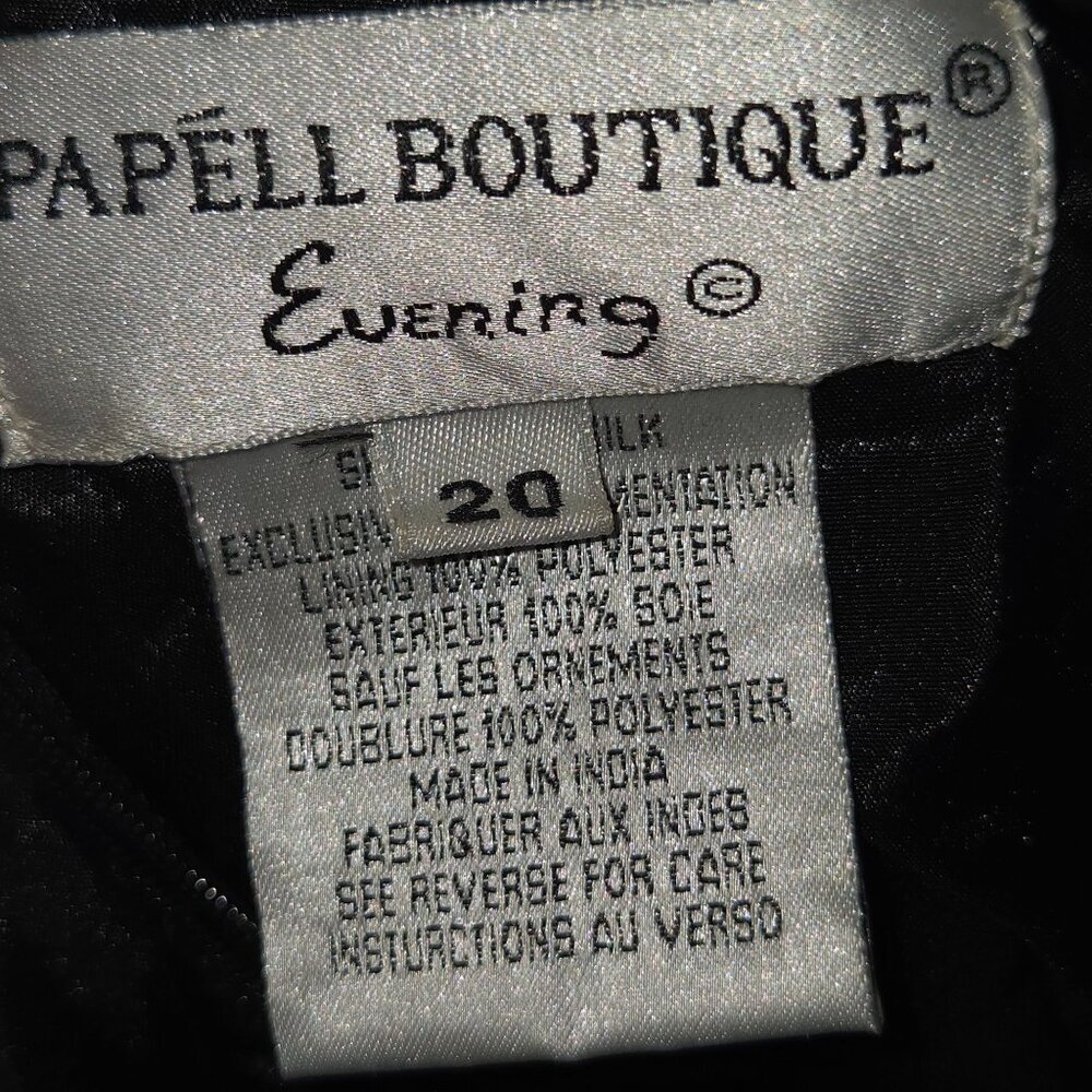Papell Boutique Evening Women's Mini Dress Short Sleeve Flowy Black Size 20 - Picture 5 of 5
